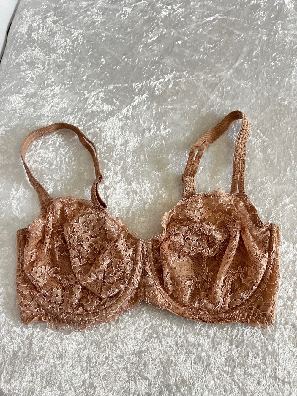 Camio Mio Lace Unlined Side Support Bra Size 36DDD Hazel Tan Style-B30277